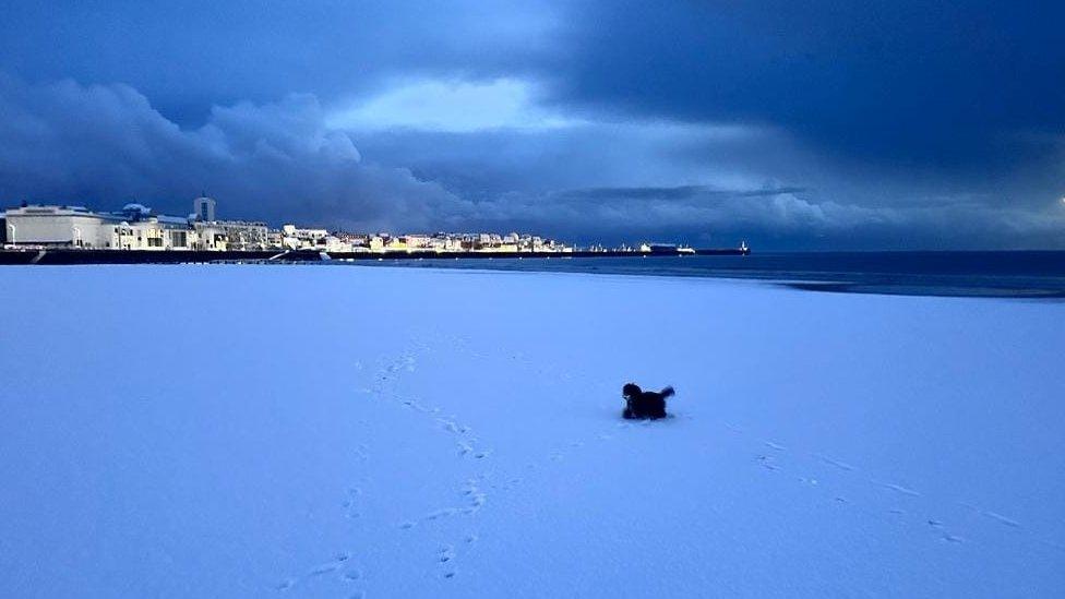 Snow on the beach at Bridlington