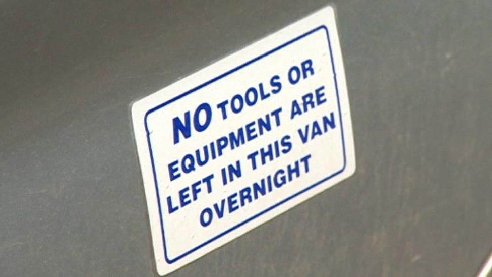 No tools in van sign