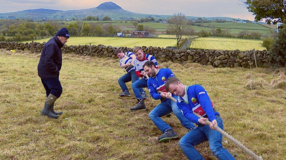 Lisnamurrican Young Farmers training in the shadow of Slemish Mountain.