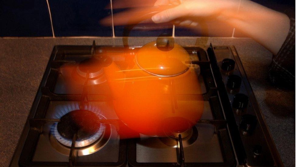 Kettle on gas hob