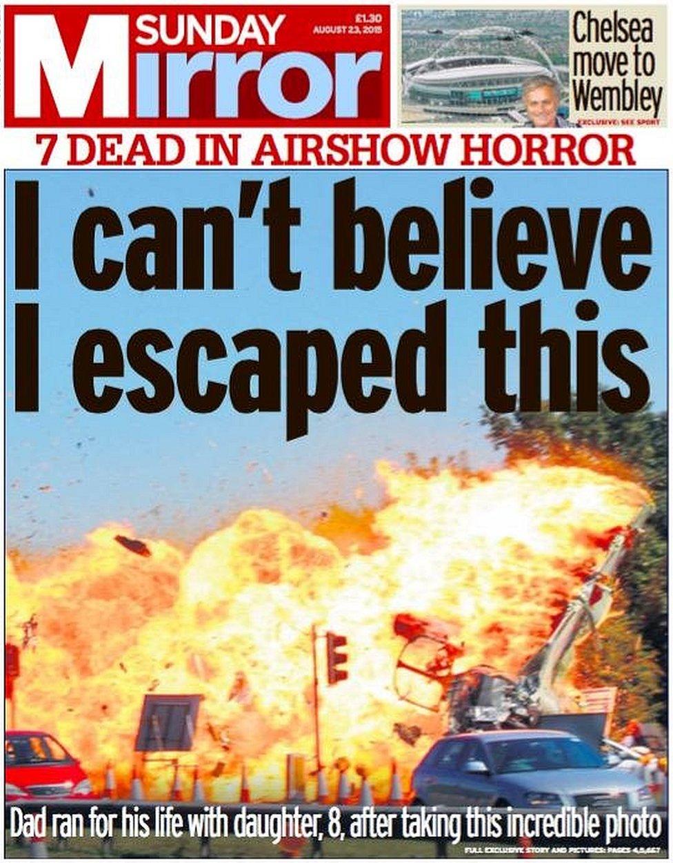 Sunday Mirror front page, 23/8/15