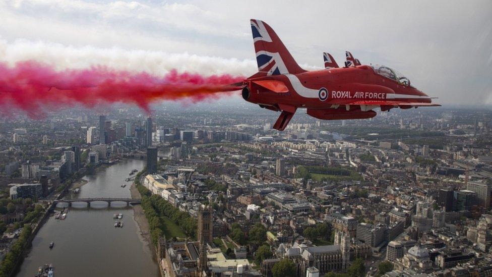 Red arrows fly over London