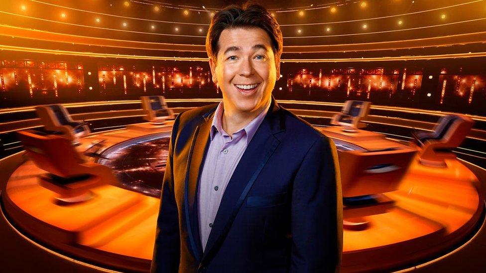 Michael McIntyre on the set of The Wheel