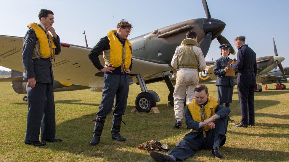 Aircrew at Duxford summer air show