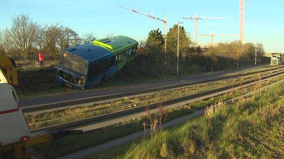 Guided bus crash