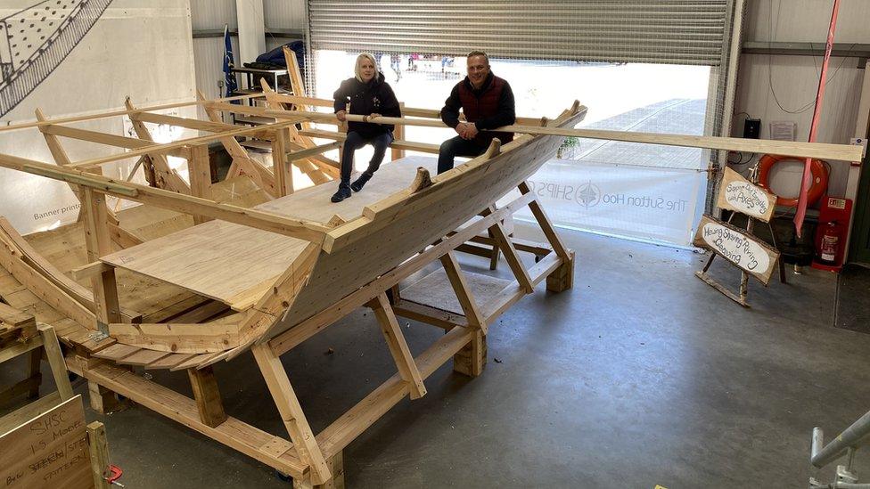 Life-size model section of Anglo-Saxon ship