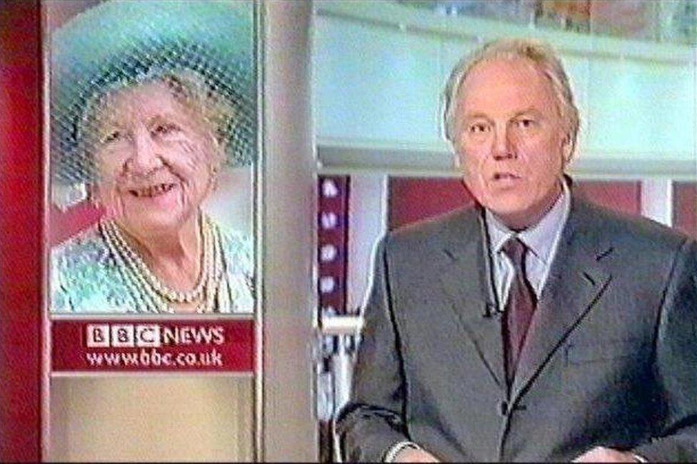 Peter Sissons reporting the death of the Queen Mother in 2002