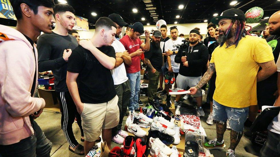 Youtuber Two Js Kicks (right) at SneakerCon 2019