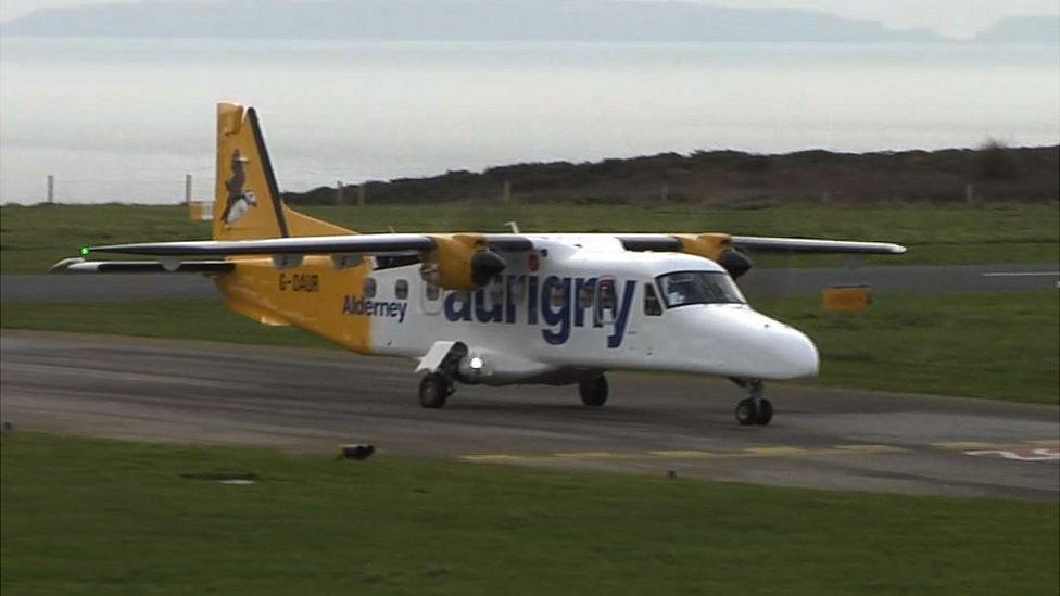 Aurigny Dornier landing at Alderney Airport