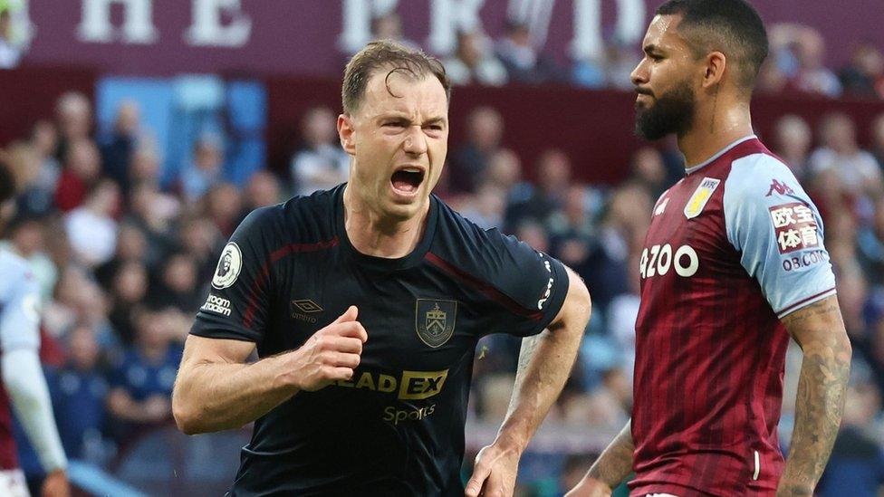 Ashley Barnes celebrates scoring for Burnley against Aston Villa