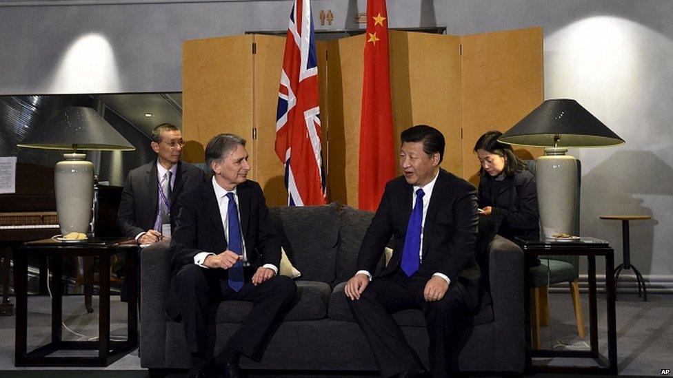 Philip Hammond speaks to Chinese President Xi Jinping after his arrival in the UK