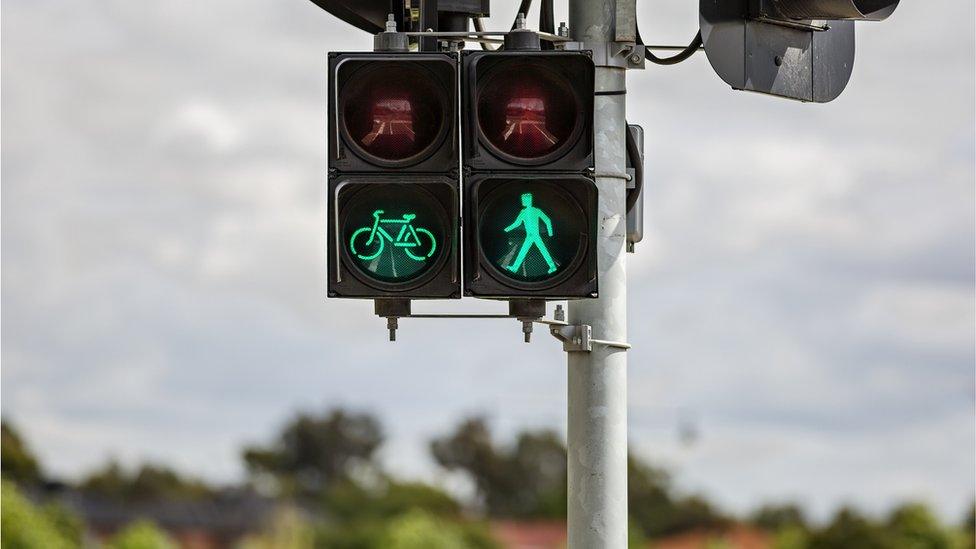 Green traffic light for bikes