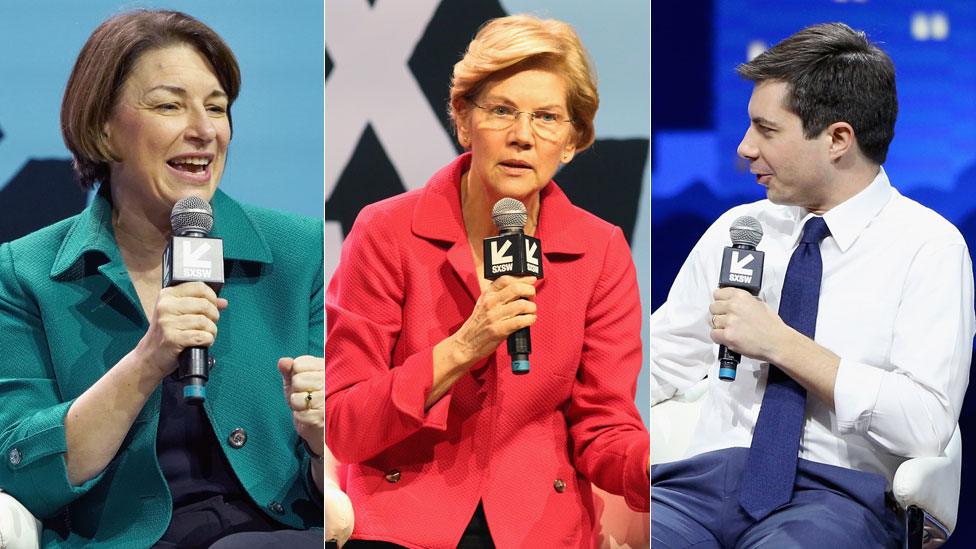 Amy Klobuchar, Elizabeth Warren and Pete Buttigeig