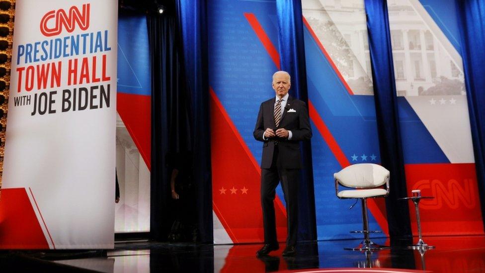 President Joe Biden participates in a CNN town hall in Milwaukee, Wisconsin