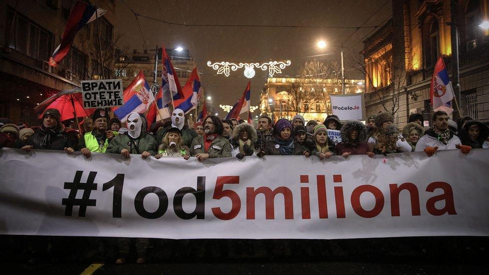 Protesters in Belgrade