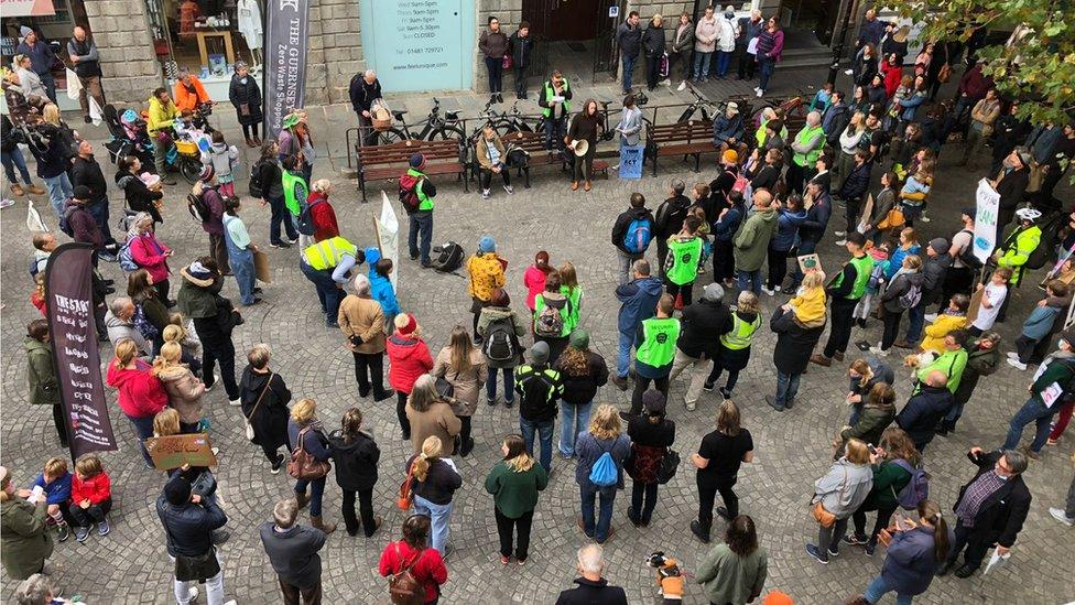 Protesters calling for climate change action - Guernsey