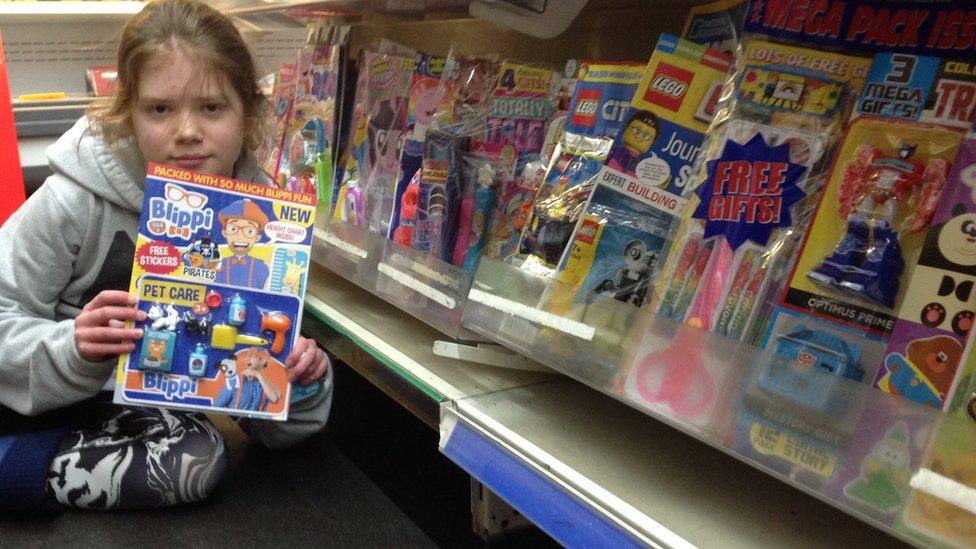 Skye at the magazine aisle