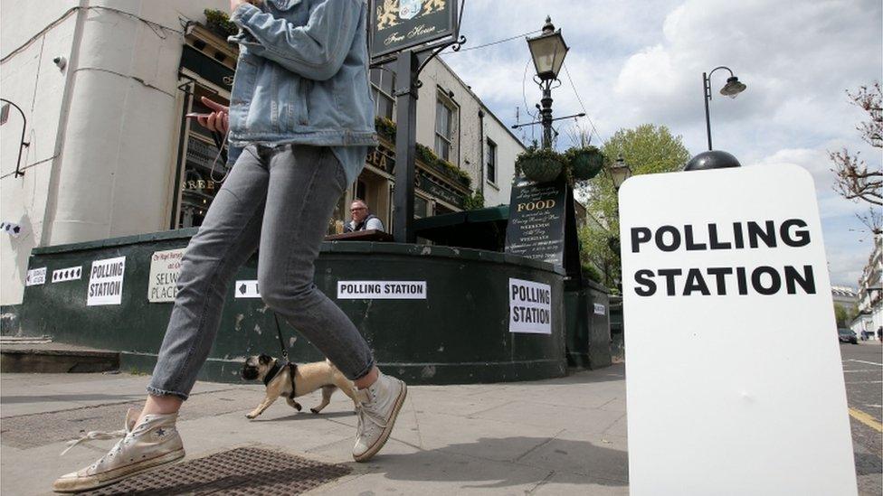 Pub serving as polling station in central London