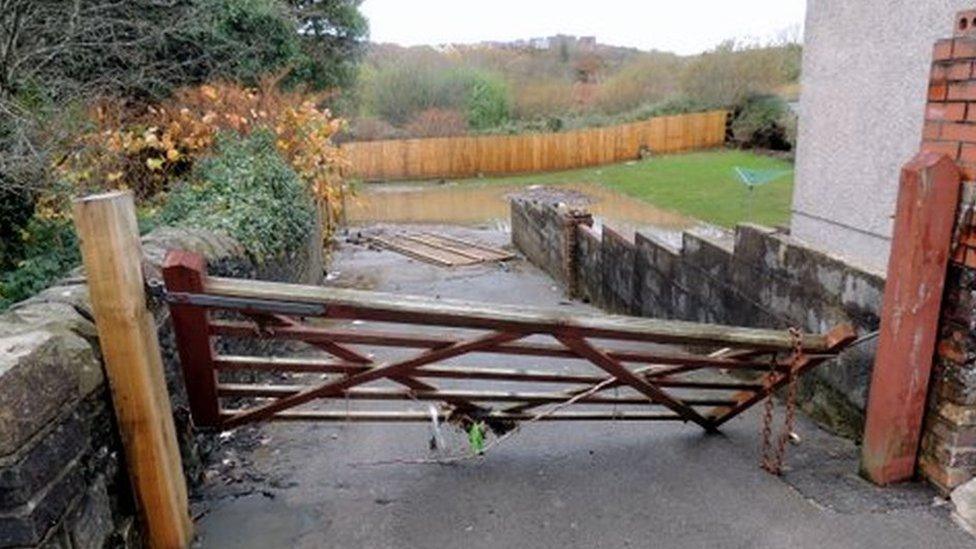 Gardens in Maesteg were also damaged by flooding and high winds on Sunday