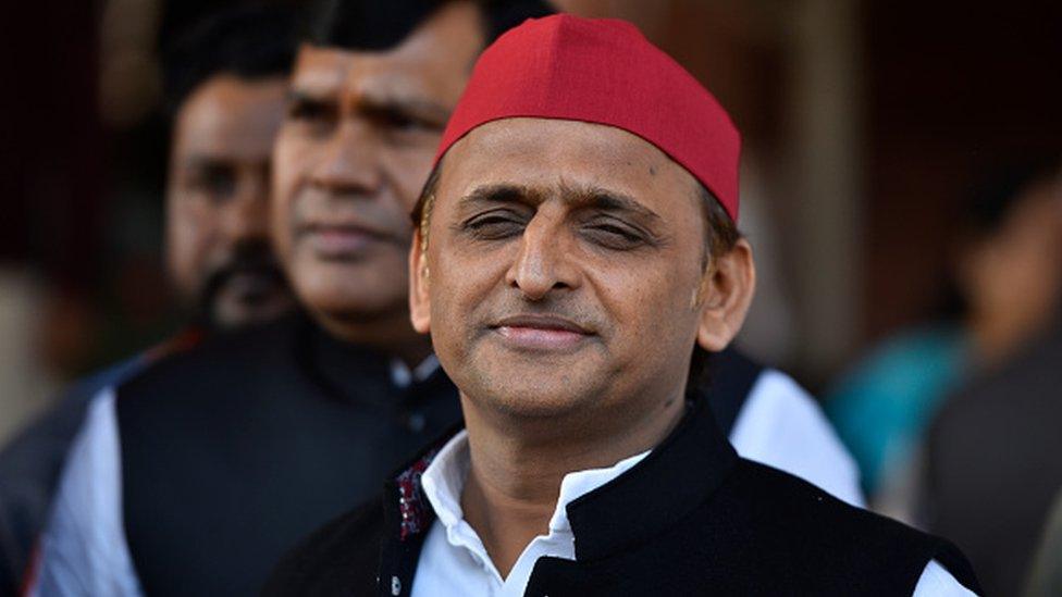 Samajwadi MP Akhilesh Yadav during a Budget Session of Parliament on January 31, 2020 in New Delhi, India.