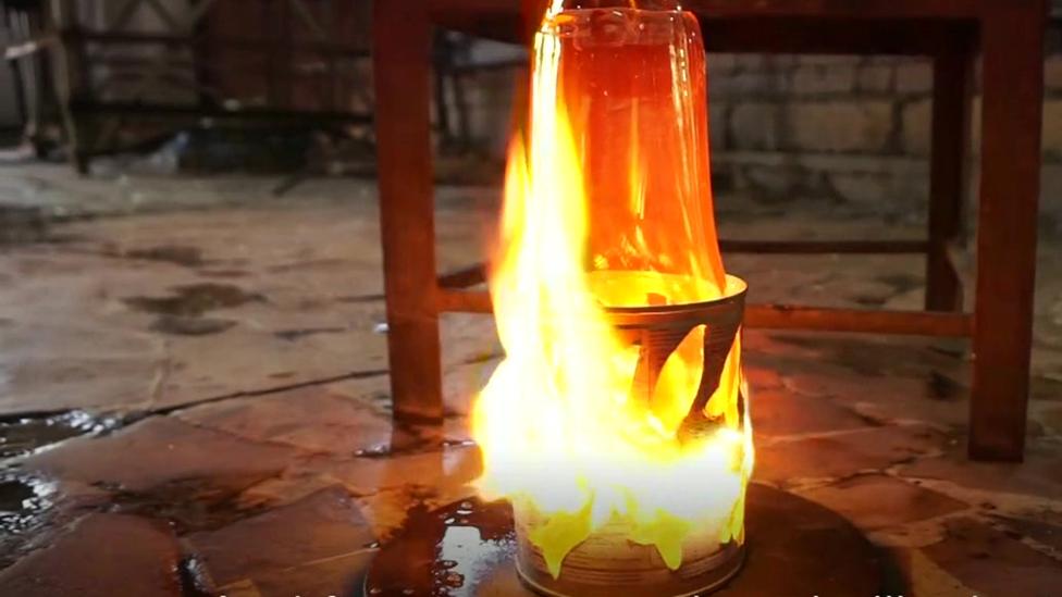 Glass being made