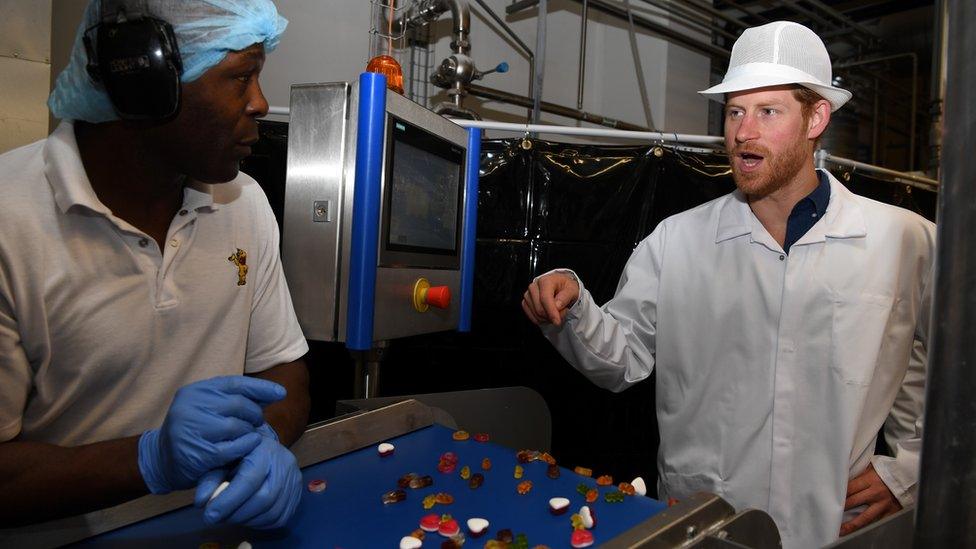 Prince Harry at a Haribo factory in Leeds