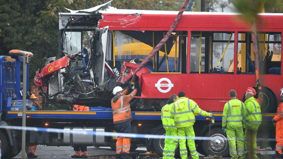 Damaged bus