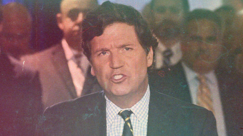 Tucker Carlson presenting his programme on Fox News Channel