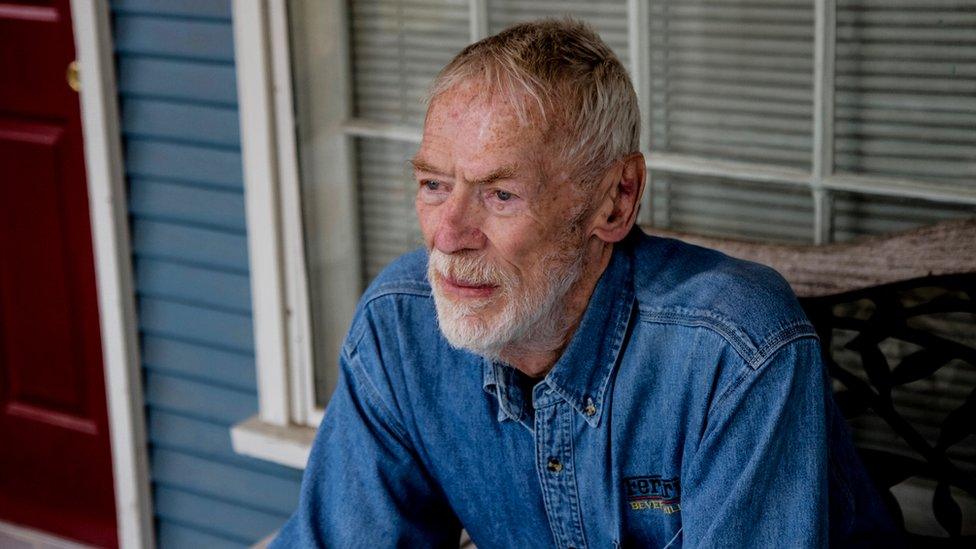 Ole Anthony, founder of the Trinity Foundation, on his front porch in Dallas, Texas