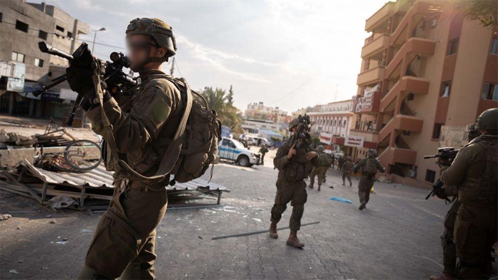 IDF handout showing troops at Nasser hospital