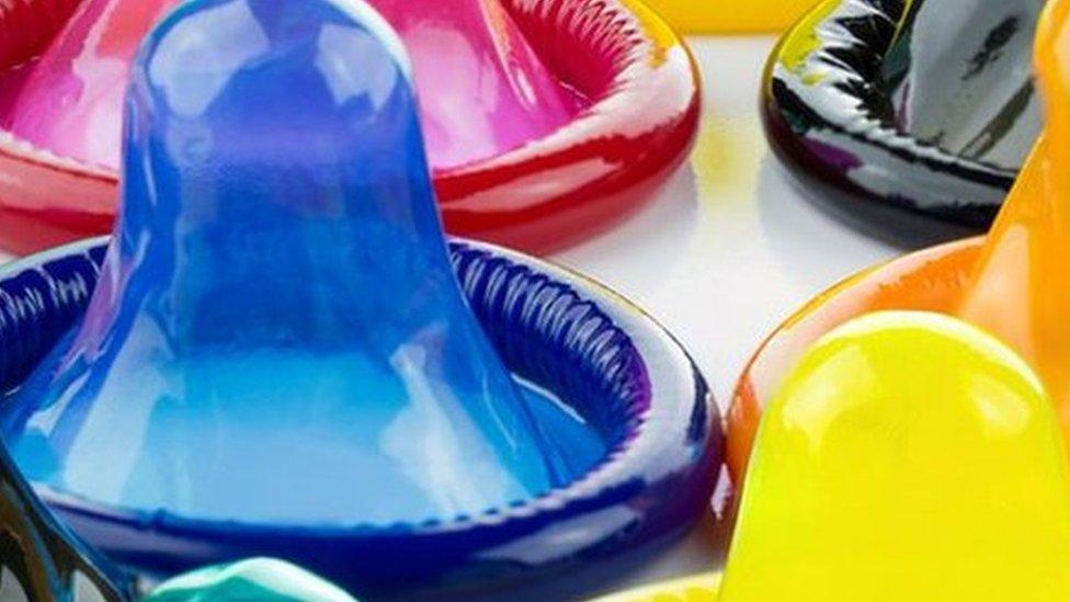 multicoloured condoms