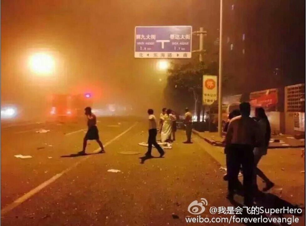 Screen capture of Weibo post on Tianjin blast