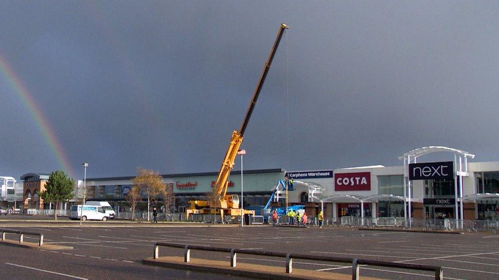 Workers at retail park