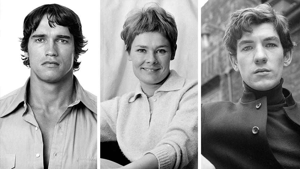 Young Arnold Schwarzenegger, Dame Judi Dench and Sir Ian McKellen