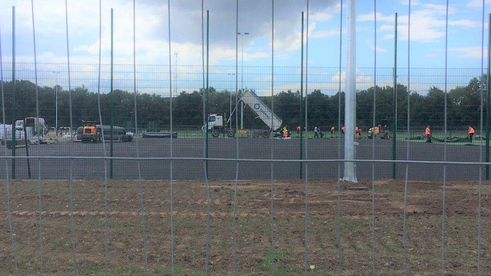 Tarmac being laid on site