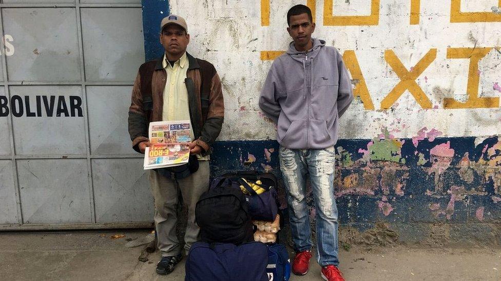 Chreison and Arturo at the bus station