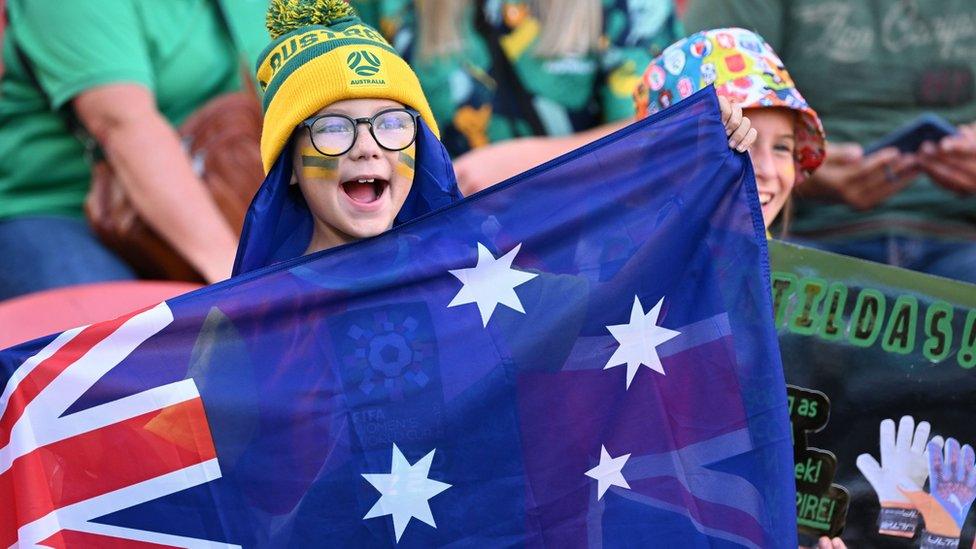 Young fan with Aus flag