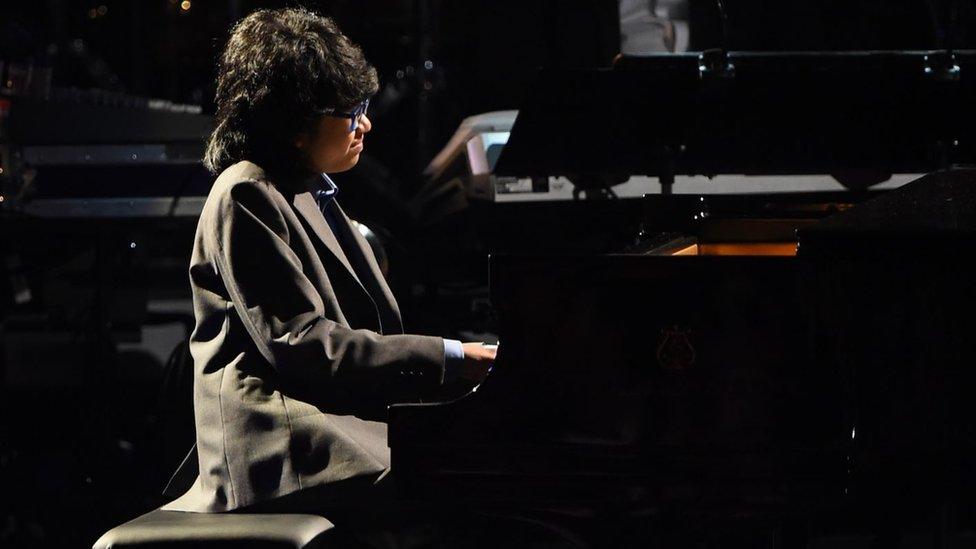 Joey Alexander performs at the 58th annual Grammy Awards