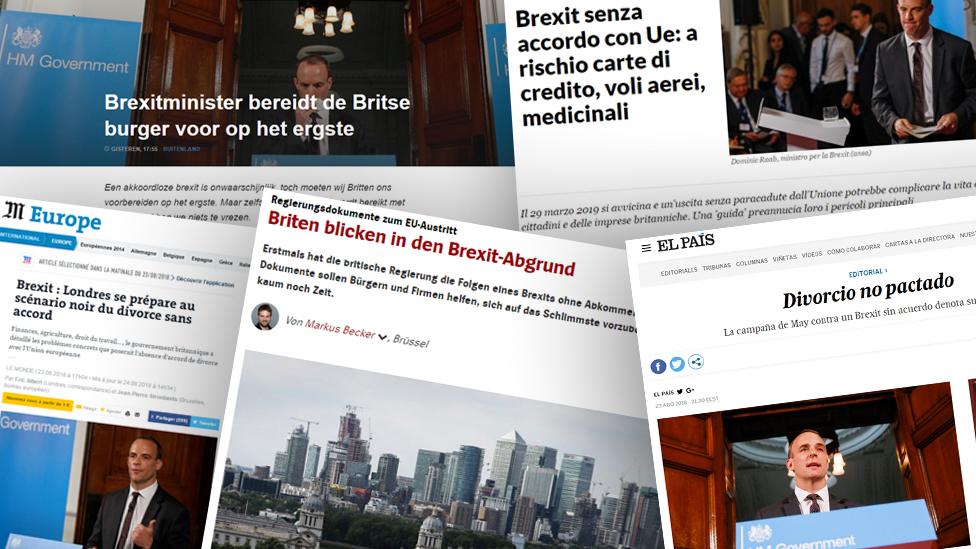 Combo image of European newspapers' articles on Brexit