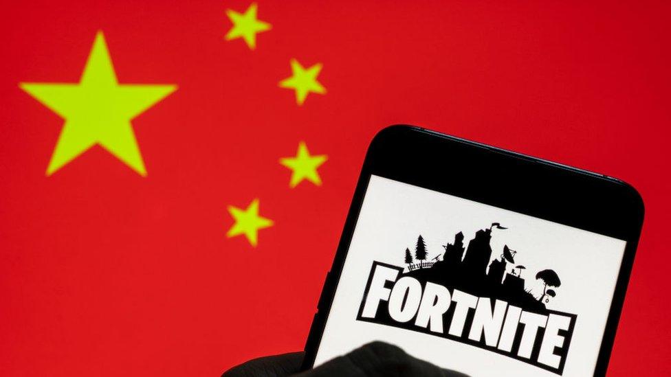 Chinese flag and Fortnite logo illustration