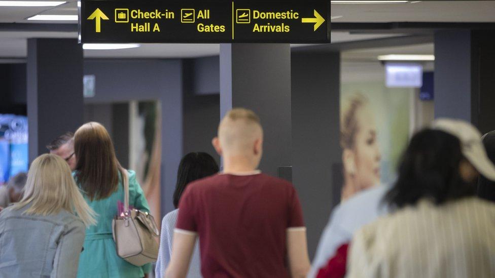 Passengers at Leeds Bradford Airport