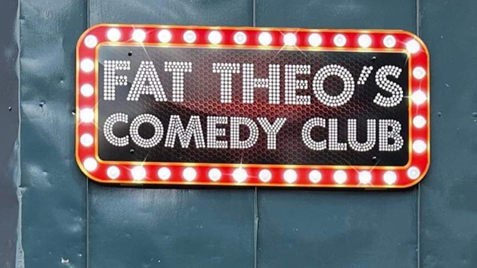 Fat Theo's Comedy Club sign