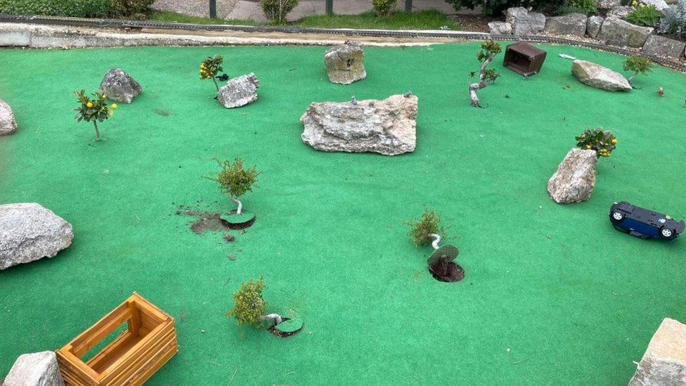 Damage at Southsea Model Village