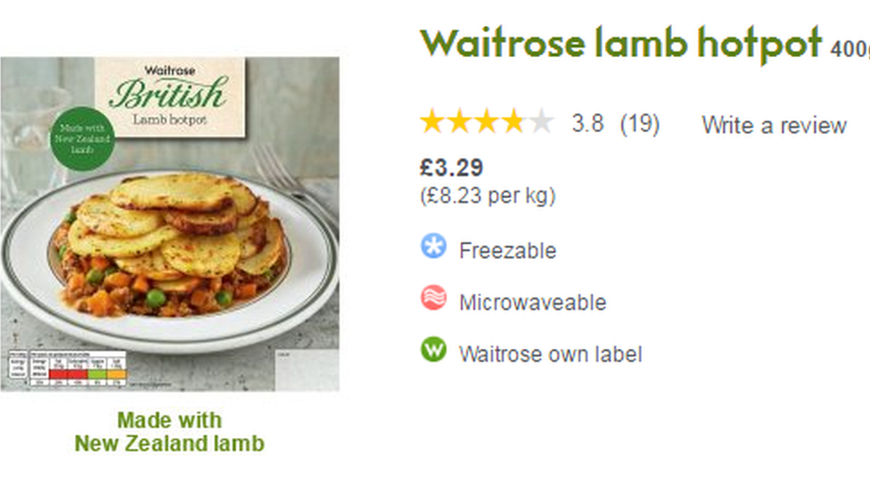 Waitrose "British" lamb meals