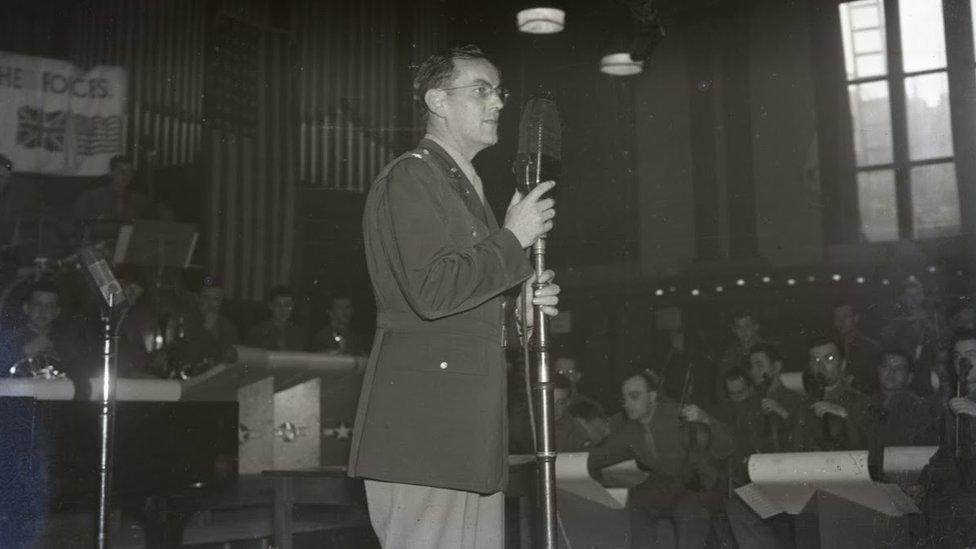 Band leader Glenn Miller at the forces concert at Bedford Corn Exchange in 1944