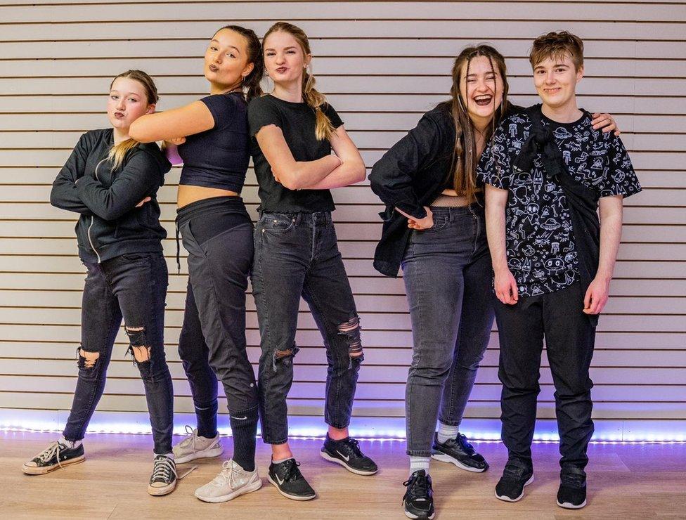 Polina and some of her dance students.