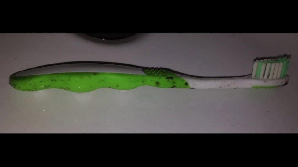 Toothbrush covered in mould