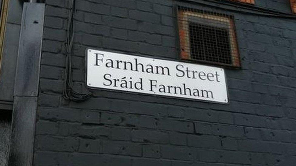 Sign on Farnham Street in south Belfast