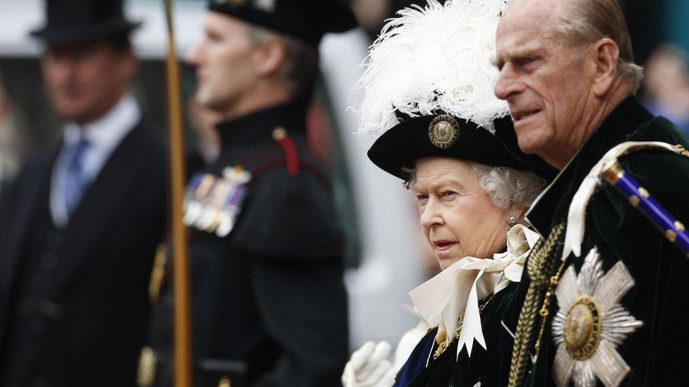 Queen Elizabeth and Prince Philip attend the Thistle Service at St Giles' Cathedral in Edinburgh in 2010