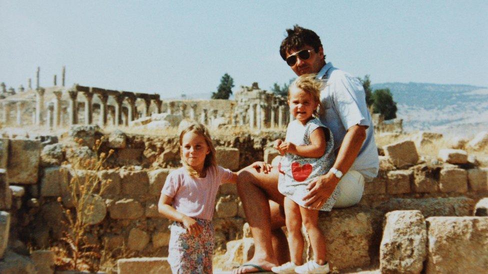 The Duchess of Cambridge aged four with her father Michael and sister Pippa